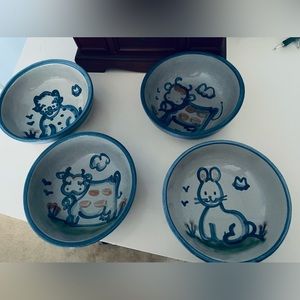 M.A. Hadley original folk art signed ceramic cereal bowls